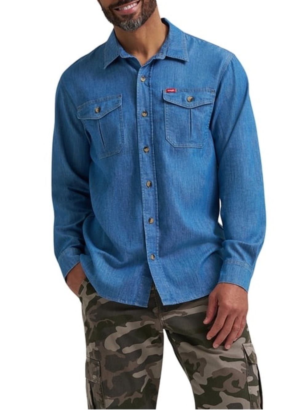 Wrangler Five Star Heritage Relaxed Fit Denim Shirt Men’s Medium NWT Chambray